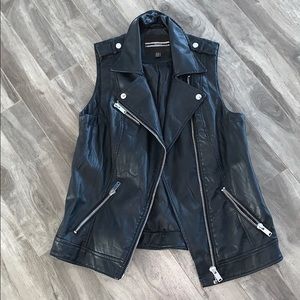 Faux Leather Vest with Zippers